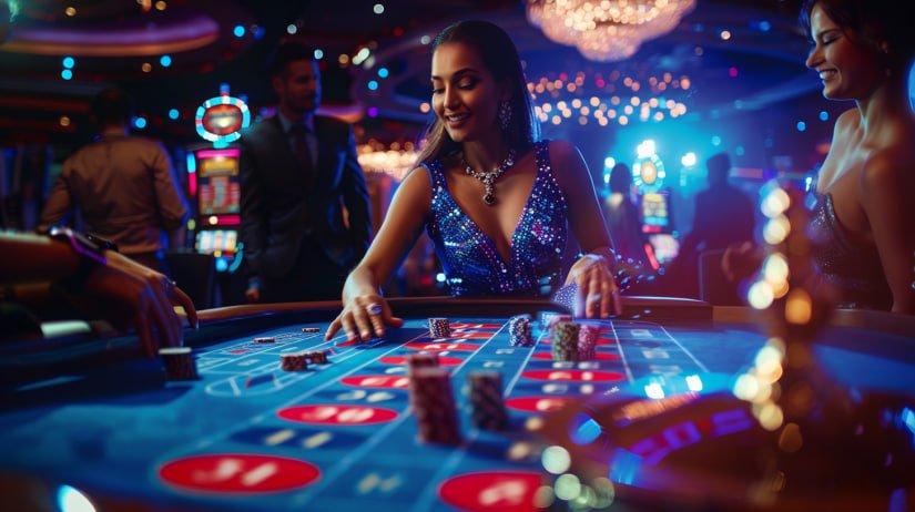 Antarmuka taruhan Baccarat di maniaslot menampilkan opsi Pemain, Banker, dan Seri